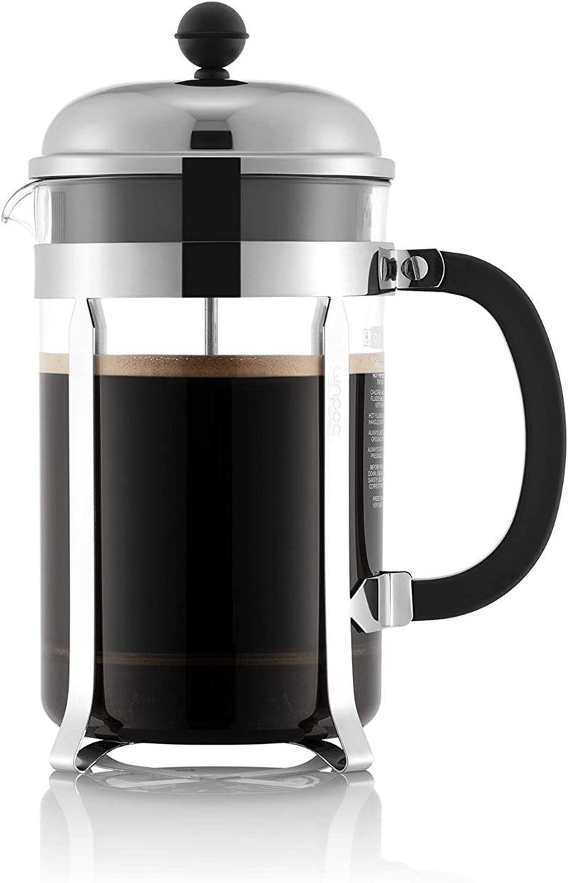 Bodum Chambord French Press Coffee Maker with BPA-Free Tritan Plastic Shatterproof Carafe, 12 Ounce, Chrome