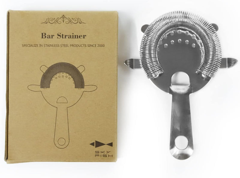 Sky Fish Hawthorne Cocktail Strainer Stainless Steel Bar Strainer Professional 4 Prong Strainer with 100 Wire Spring