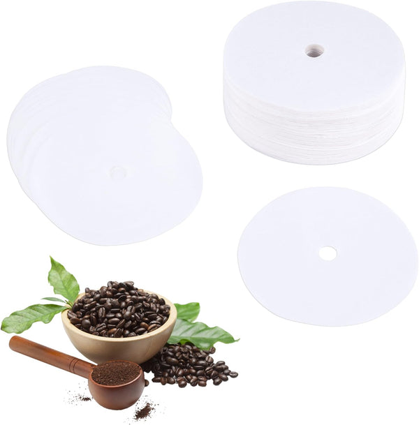 200PCS Percolator Coffee Filters, 3.75 Inch Disposable Coffee Paper Filter with hole, Disc Coffee Filters for Bozeman Percolator, White