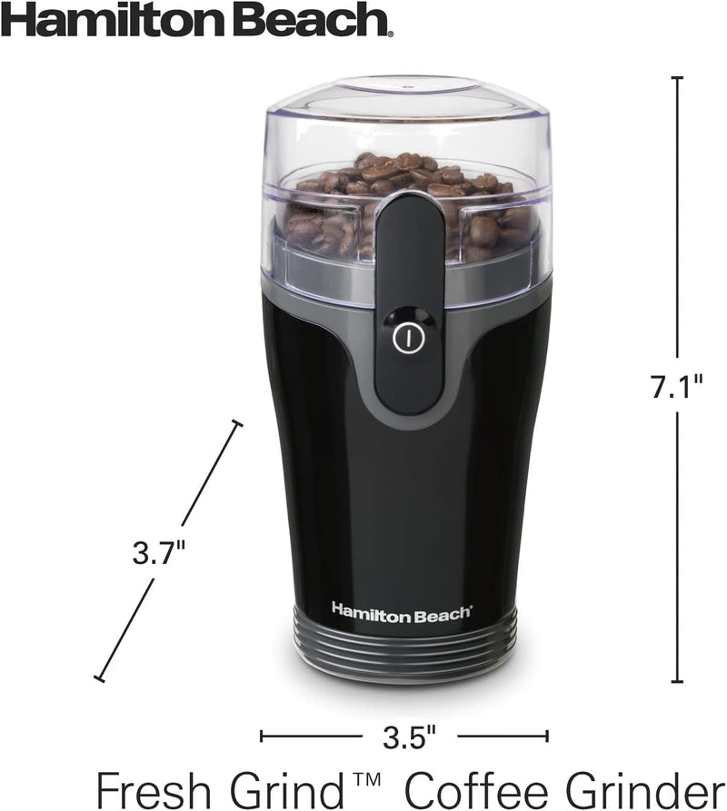 Hamilton Beach Fresh Grind Electric Coffee Grinder for Beans, Spices and More, Stainless Steel Blades, Removable Chamber, Makes up to 12 Cups, Black