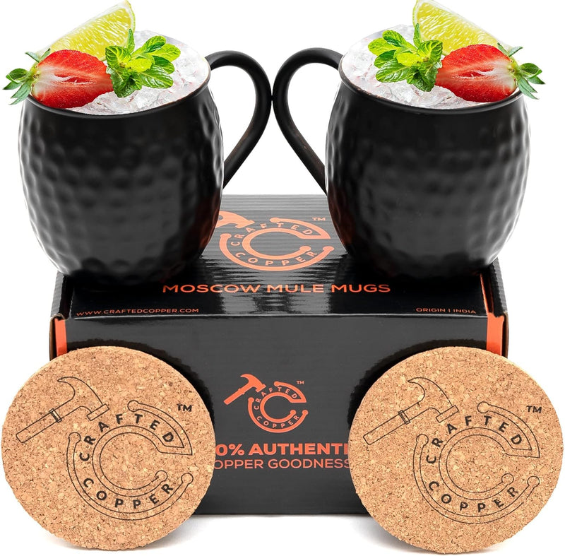 Moscow Mule Cups Set of 4 | 100% Pure Copper Food Safe 16oz Copper Cups with 4X Copper Straws and 1x Copper Jigger - Premium Moscow Mule Mugs