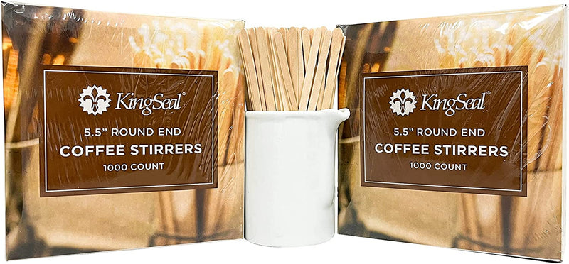 KingSeal Natural Birch Wood Coffee Beverage Stirrers, Stir Sticks, Waxing Sticks, 7.5 Inches, Round End - 2 Packs of 500 (1000 Count)