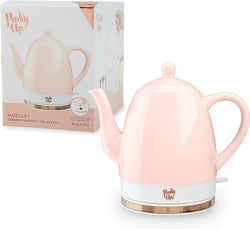 Pink Up Noelle Electric Tea Kettle, Gooseneck Kettle, Hot Water Dispenser, Pour Over Coffee, Automatic shut off, Cordless, Electric Teapot, 1.5L, Ceramic, Grey