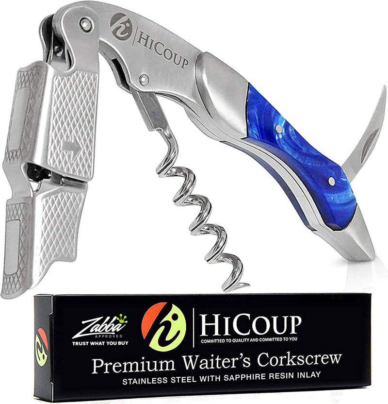 Hicoup Wine Opener - Professional Corkscrews for Wine Bottles w/Foil Cutter and Cap Remover - Manual Wine Key for Servers, Waiters, Bartenders and Home Use - Classic Rosewood