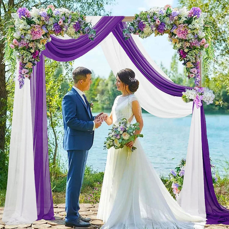 Purple Chiffon Wedding Arch Draping Fabric - 20FT Sheer Drapes for Ceremony  Shower Decorations