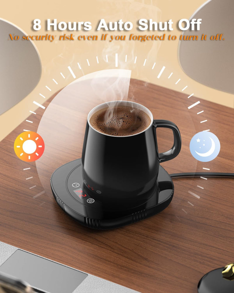 Mug Warmer with Mug, Coffee Cup Warmer with Auto Shut Off, Smart Coffee Mug Warmer with 2 Temp Settings, 1-12H Time Setting, LCD Display, Coffee Warmer for Desk, Office, Birthday