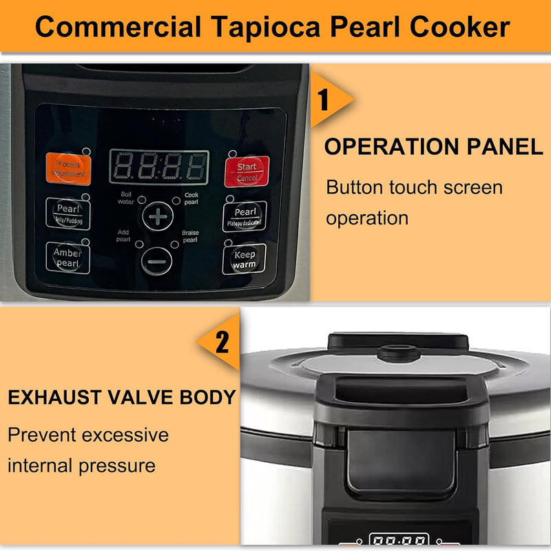 Yovtekc Commercial Tapioca Pearl Cooker, 16L Boba Bubble Tea Cooker, Non-Stick Boba Pearl Maker with Button Control Panel for Bubble Boba Tea Sago Pearl Milk Tea, 2200W 110V