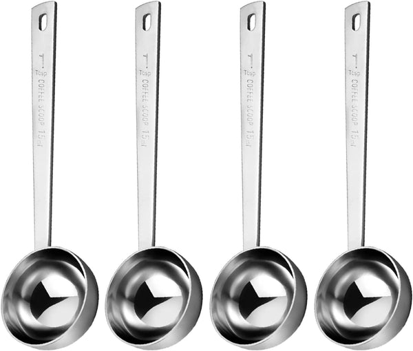 Yzurbu 4pcs Tablespoon, Stainless Steel 1 Tablespoon 15ml Coffee Measruing Scoop - Silver