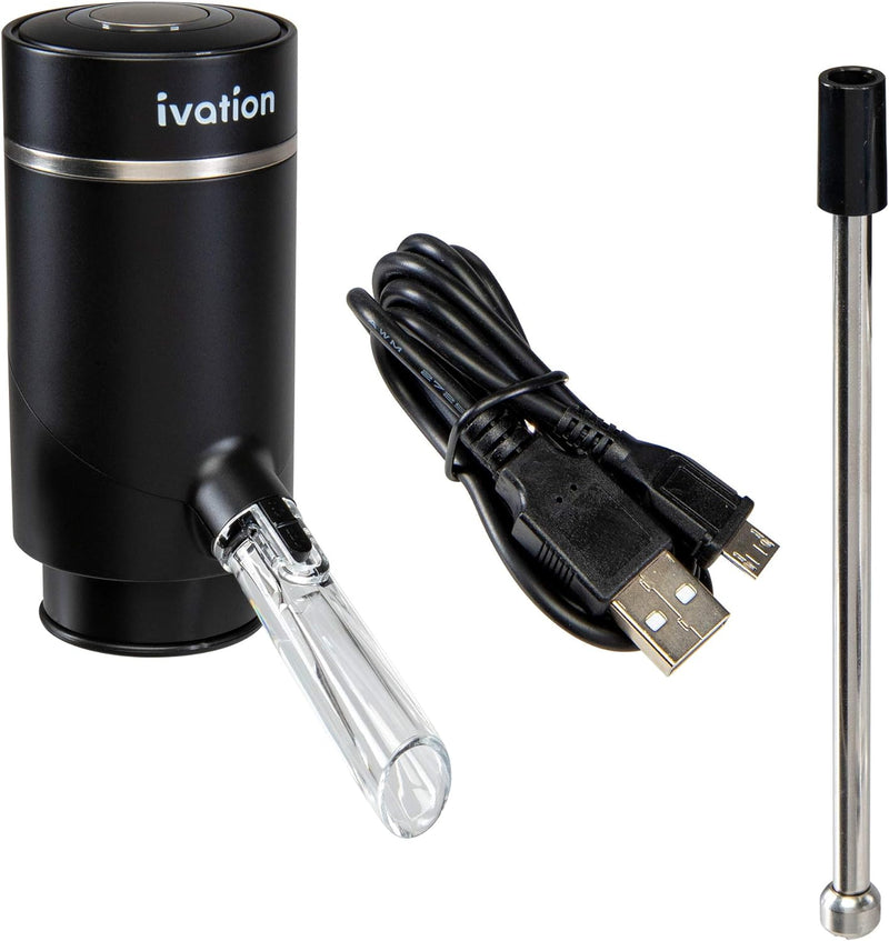 Ivation Electric Wine Aerator and Dispenser | Rechargeable Automatic Wine Pourer with Touch Button Control, Precision Spout, On/Off Aeration, Extension Tube and Micro USB Cable | Just Press to Pour!