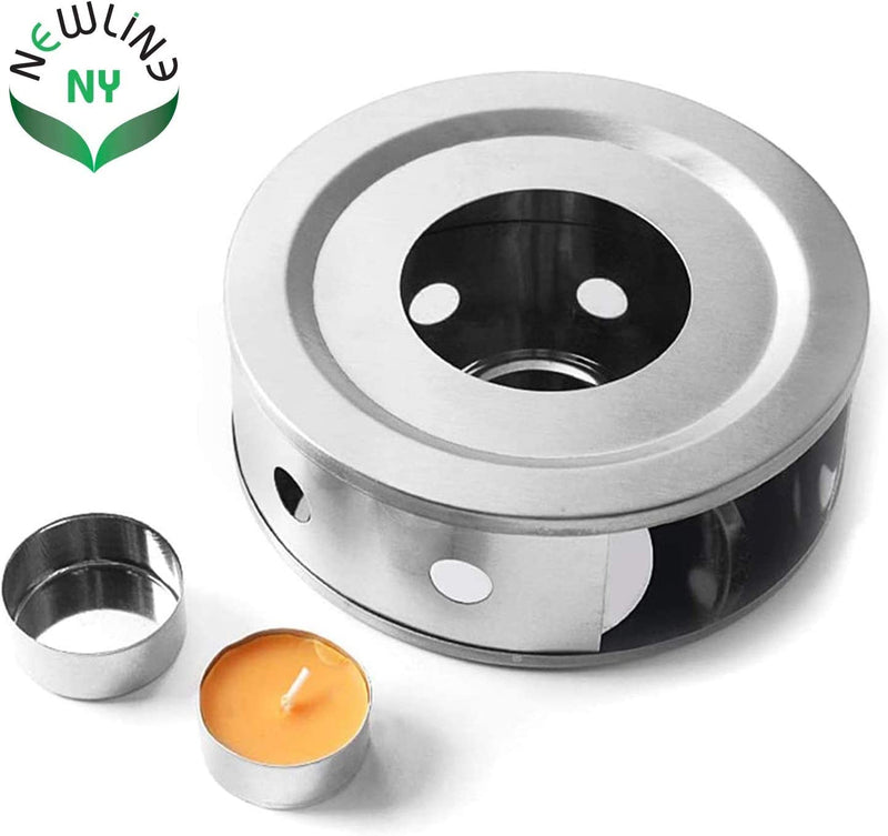 NewlineNY Stainless Steel Coffee Tea Warmers, Dual 6 Inches Circular Herb Tea Light Food Warmer Set (Candle not Included)