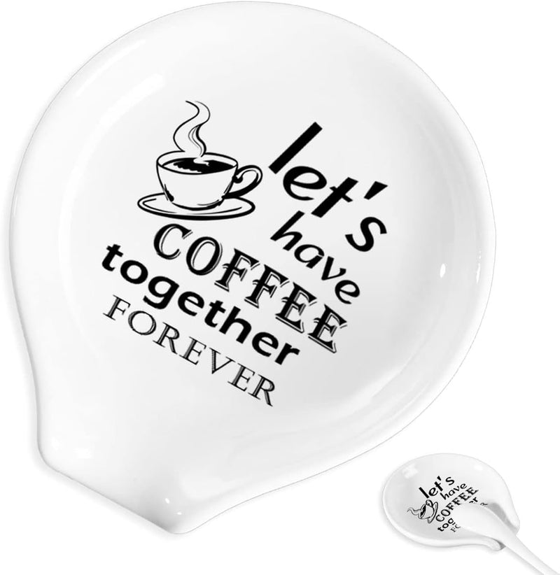 Coffee Spoon Rest and Spoon,Funny Coffee Quote Ceramic Coffee Spoon Holder-Station Decor Coffee Bar Accessories-Gifts for Coffee Lovers (Good Days)