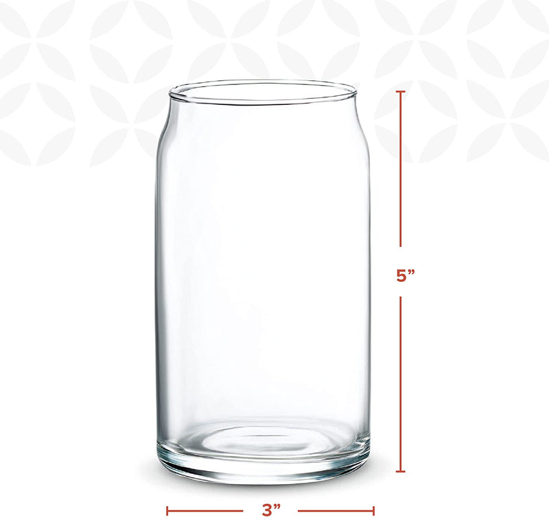 GLING [6 Pack - 16 oz.] Glass Can Shaped Cups Beer & Coffee Tumbler Glasses, Cordial Glasses, Cocktail Glasses