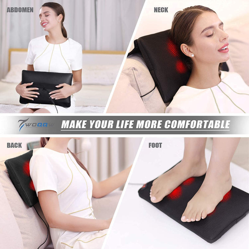 WOQQW Back Massager, Shiatsu Neck and Back Massager, Deeper Tissue Kneading Massage Pillow with Heat for Shoulders,Waist,Legs,Foot, Body Relieve Muscle Pain - Best Gift for Women/Men/Dad/Mom