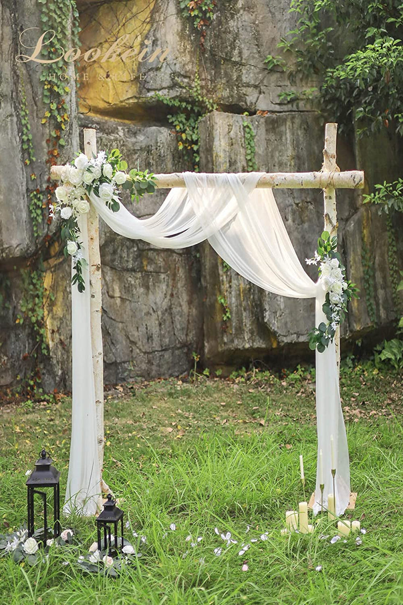 Wide Chiffon Sheer Runner - White 2 Panels 30 x 6 Yards - Wedding Party Bridal Shower Decor