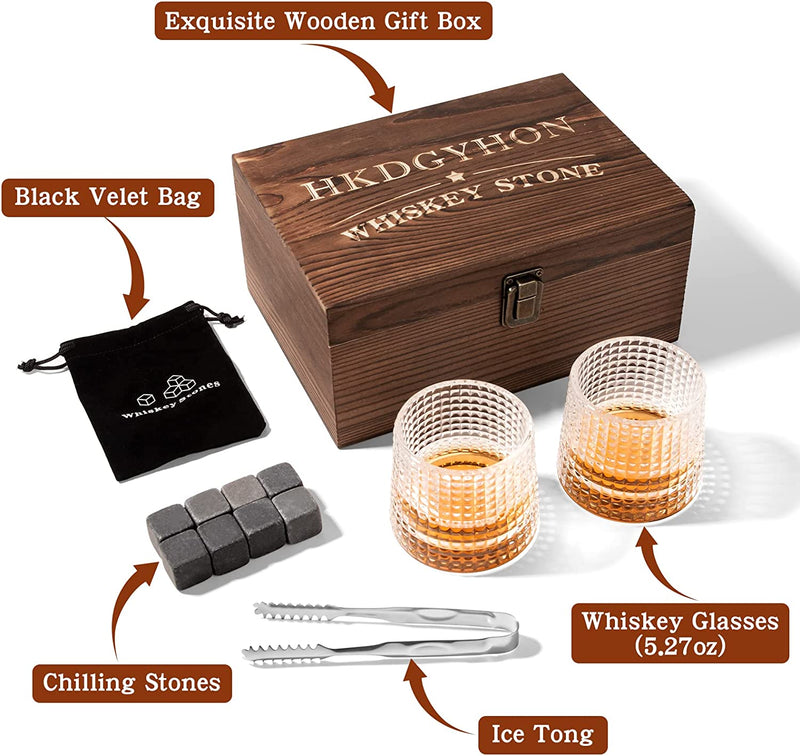 Birthday Gifts for Men, Whiskey Stones Gifts Set for Fathers Day Christmas, Best Gifts for Men Dad Husband Boss Birthday Party Holiday Present