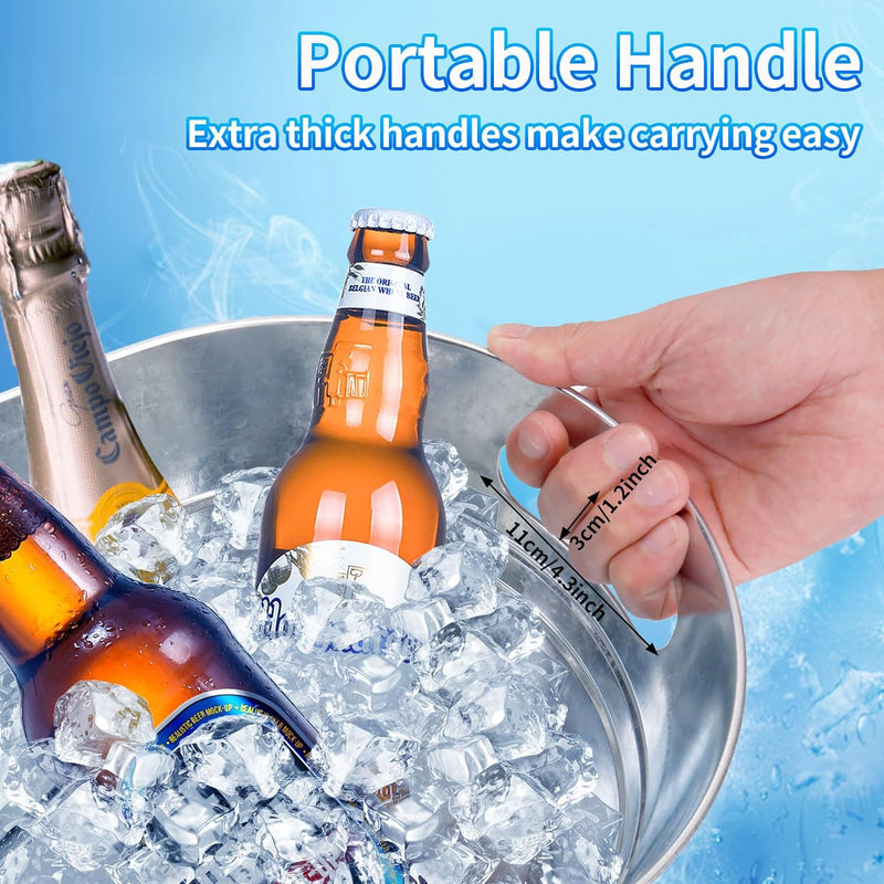 4 Pieces Ice Buckets for Parties, 4 Gallon Metal Ice Bucket with Ice Scoops and Tongs, Galvanized Tub Beverage Tubs for Beer Wine Champagne Drink, Perfect for Farmhouse Rustic Home Bar Party