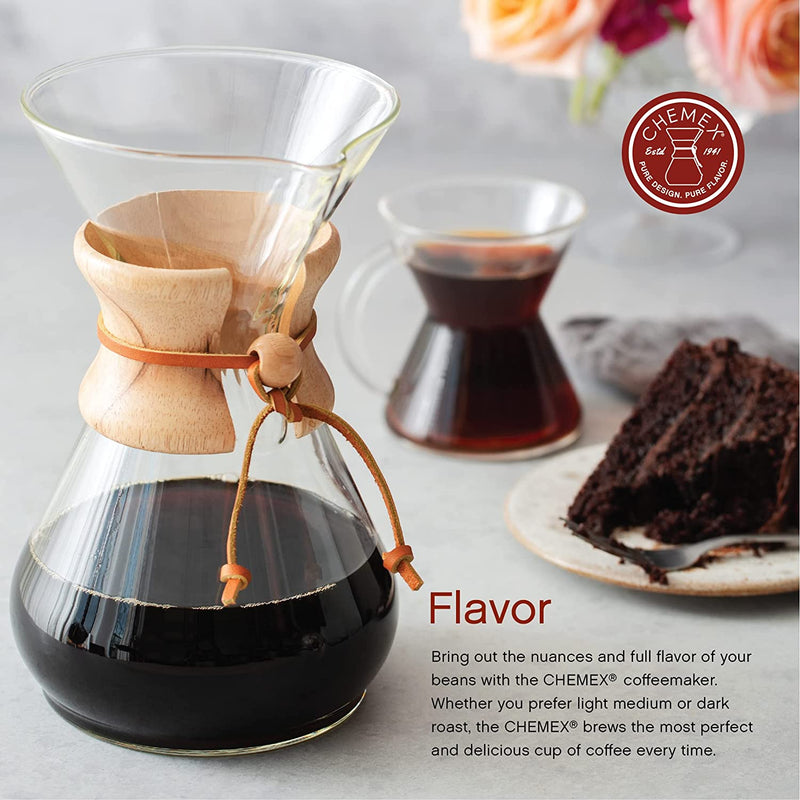 Chemex Pour-Over Glass Coffeemaker - Glass Handle Series - 8-Cup - Exclusive Packaging