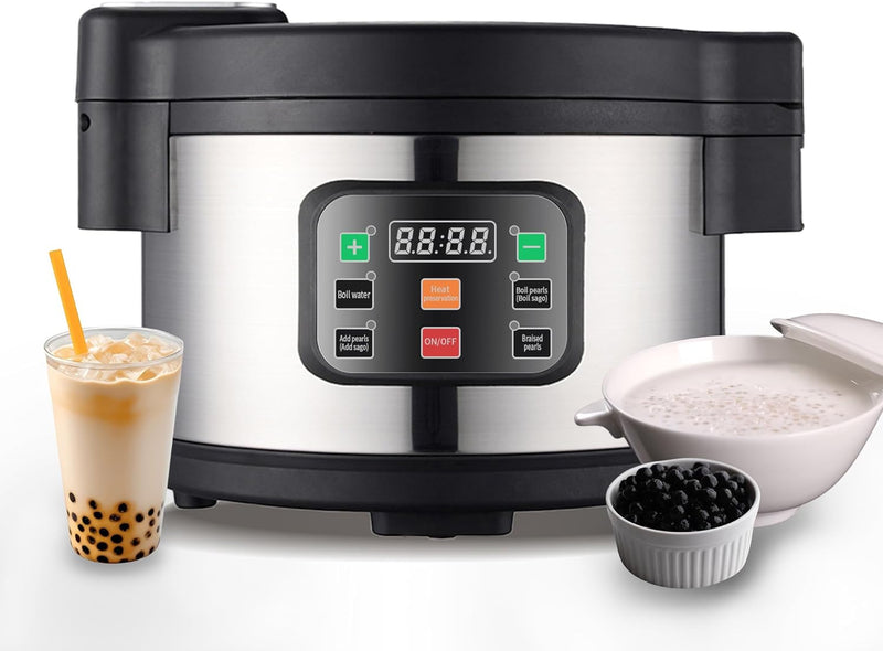 Wixkix 12L Boba Maker Boba Cooker, Electric Tapioca Pearl Cooker, Commercial Milk Tea Equipment, Stainless Steel Automatic Bubble Pearl Tea Multi House Use Bubble Tea Pearl Machine for Milk Tea Stores