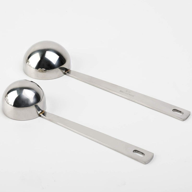 Coffee Scoop Stainless Steel 1 Tablespoon and 2 Tablespoon Long Handled Measuring Spoons for Coffee Sugar Tea Flour (Coffee Scoop)