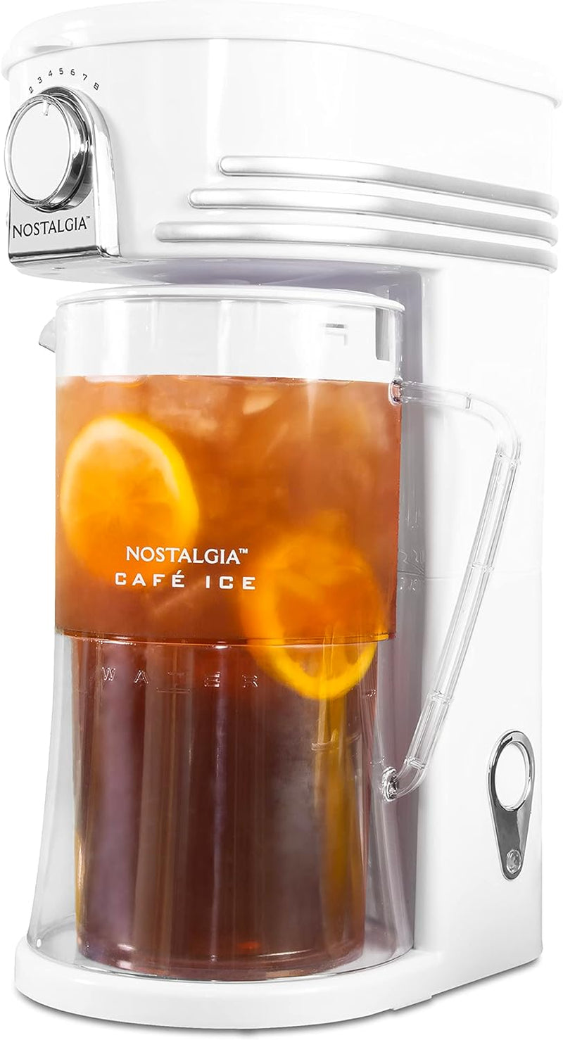 Nostalgia CLIT3PLSAQ Classic Retro 3-Quart Iced Tea & Coffee Brewing System With Double-Insulated Pitcher, Auto Shut-Off, Perfect For Cold Lattes, Lemonade, Flavored Water, Includes Reusable Filter
