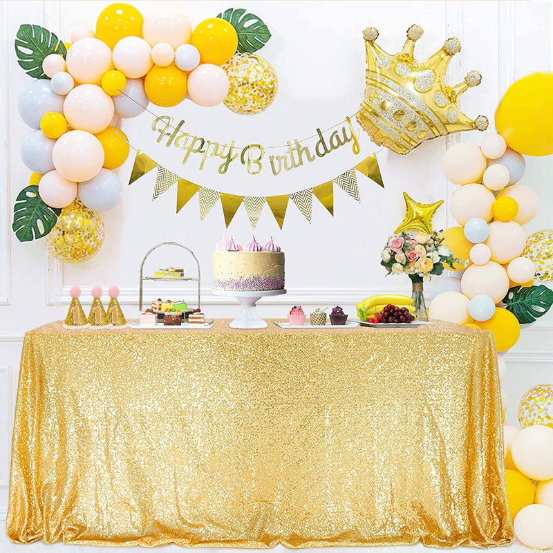 Gold Rectangle Tablecloth - 60x102 Inch for Wedding and Party Events