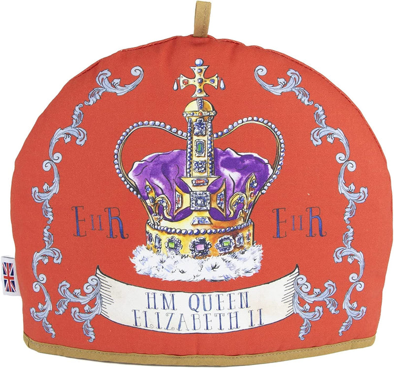 Muldale Queen Elizabeth Tea Cozy for Teapot Insulated - Crown Design - Large Teapot Cover for Keeping Warm - English Tea Cosy - 100% Cotton with Extra Thick Wadding - 2-6 Cups