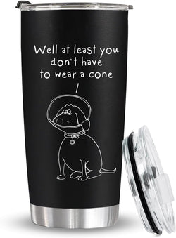 Break Up, Divorce Gifts For Women - Get Well Gifts For Women After Surgery, Feel Better Gifts - 16 Oz Coffee Iced Glass Cup With Bamboo Lid And Straws - At Least You Dont Have To Wear A Cone Can Glass