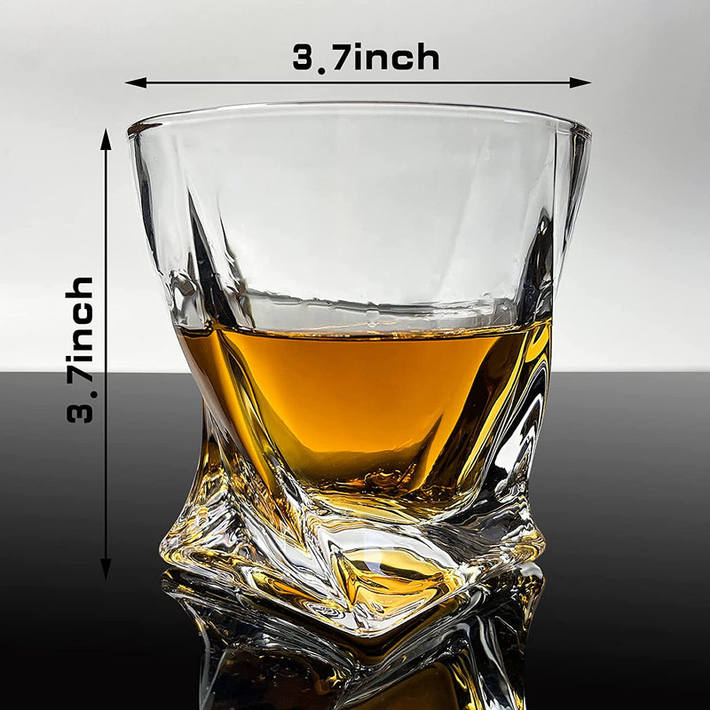 Almagic whiskey glass sets for men gift,two 12-ounce whiskey glasses / 9 whiskey stones & Velvet Bag,for Scotch Cocktail Rum,Unique Gift for Men, Dad, Husband