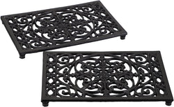 Sumnacon 2Pcs Rectangle Cast Iron Trivet - Heat Resistant Iron Trivet for Hot Dish Pot Pan Plate Teapot, Rustic Cast Iron Hot Dish Plate Holder for Kitchen Dining Table Countertop Cooktop