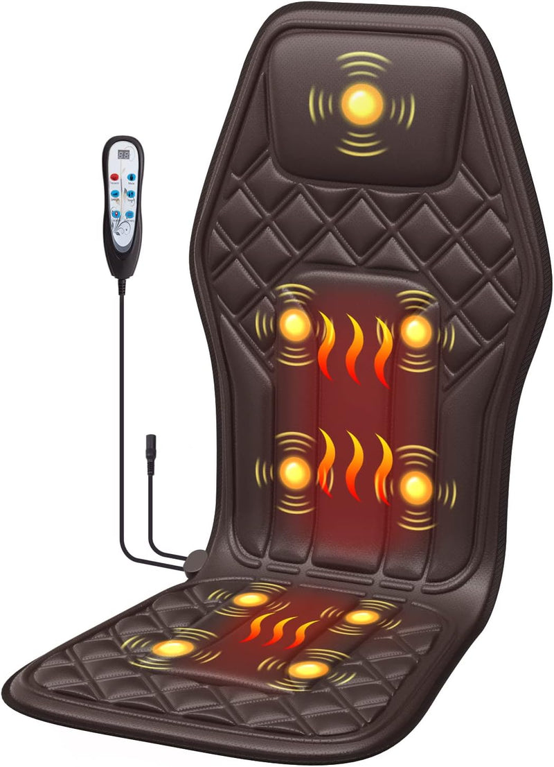 Vibration Back Massager with Heat,Massage Chair Pad to Release Stress and Fatigu,9 Vibration Massage Nodes & 2 Heat Levels, Chair Seat Massager for Home Office, Gifts for Women/Men,PU Leather