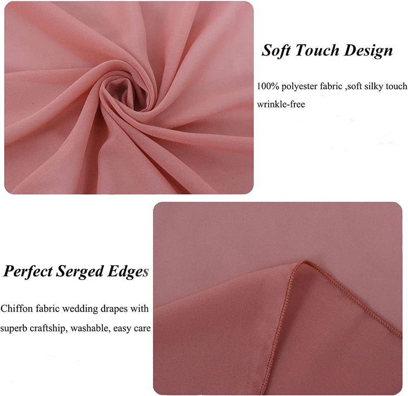 20FT Dusty Rose Wedding Arch Drapes - 2 Panels Sheer Chiffon Fabric Decoration Set