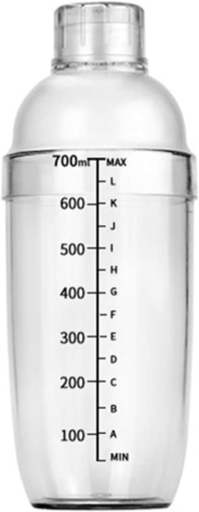 1Pc Plastic Cocktail Shaker with Scale and Strainer Top, Clear Plastic Cocktail Shaker Bottle Wine Mixer Bottle Cocktail Tea Measuring Jigger for Bar Party Home Use (500ml/17oz)