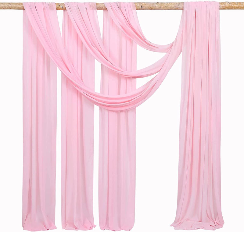 WeddingBaby Shower Decor Set - Pink Chiffon Drapes 3 Panels 6 Yards