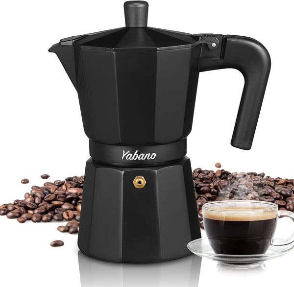 Yabano Stovetop Espresso Maker, 6 Cups Moka Coffee Pot Italian Espresso for Gas or Electric Ceramic Stovetop, Italian Coffee maker for Cappuccino or Latte