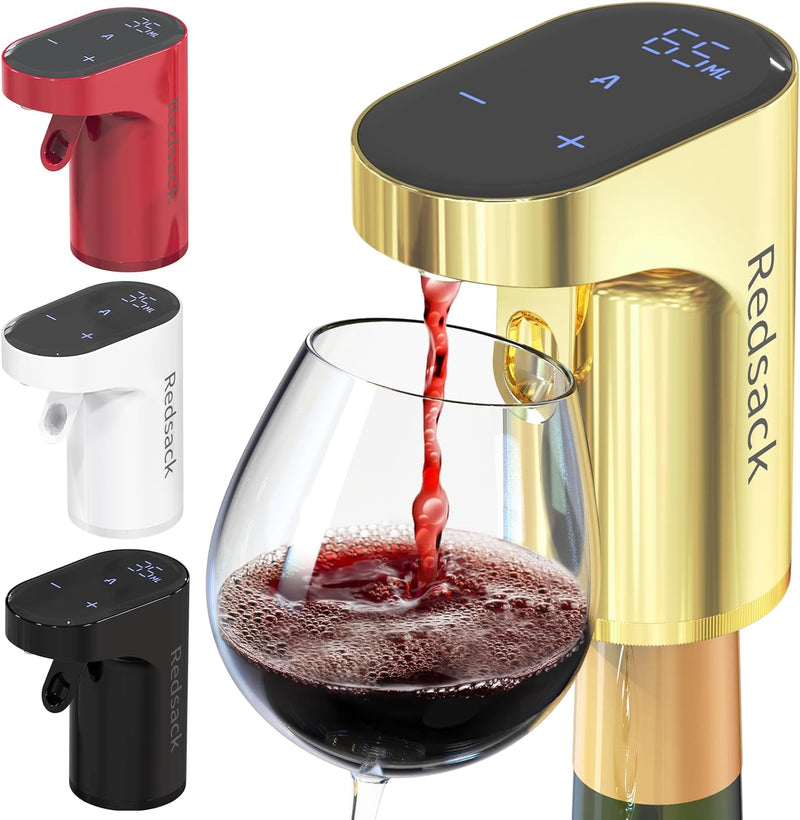 Redsack Electric Wine Decanter Aerator Dispenser Pourer Pump Soju & Whiskey Adjustable quantity Liquor Accessories Wine Pump for Perfect Pouring Aerating Easy to Use Wine Dispenser for Home Bar(black)