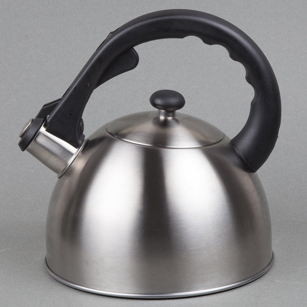 Creative Home Satin Splendor 2.8 Quart Stainless Steel Whistling Tea Kettle with Aluminum Capsulated Bottom for Even Heat Distribution, Brushed Finish