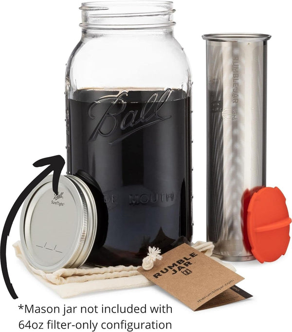 Rumble Jar - Next-Gen Cold Brew Coffee Maker for Mason Jars - 200 Micron Filter Is Ideal for Coarse Grounds & Stronger Coffee - Standalone Filter (Mason Jar not included)