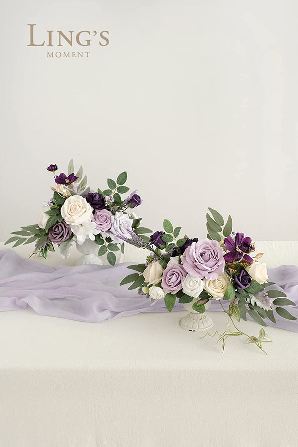 Wedding Centerpiece Flower with Vase Set of 2 - Lilac  Gold