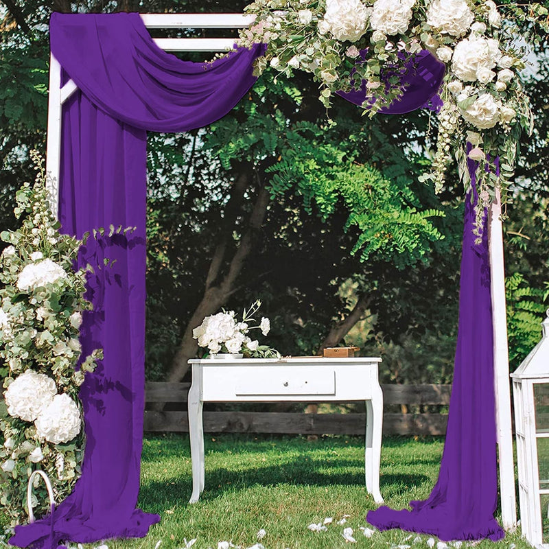 Purple Wedding Arch Drapes - 20FT 2 Panels Sheer Backdrop for Ceremony Reception Decorations