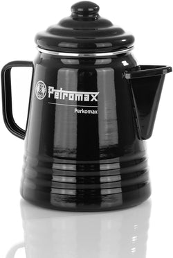 Petromax Tea and Coffee Percolator, Use Indoor/Outdoors for Home Kitchen or Campfire, Enameled Steel Coffee and Tea Pot Brews to your Taste, 5-6 Cup Capacity, Black