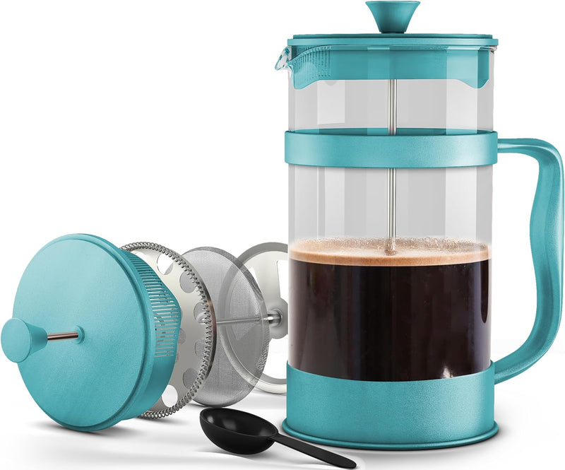 Utopia Kitchen French Press Coffee Maker, Espresso Tea and Coffee Maker with Triple Filters 34 Ounce, Stainless Steel Plunger and Heat Resistant Borosilicate Glass - Black