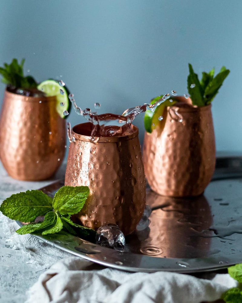 Kosdeg Copper Cups - 12 Oz set of 4 - A Unique Way To Enjoy Wine - The Perfect Pure Copper Tumbler for Water - Copper Drinking Cups Better Than Glasses or Plastic - Moscow Mule Copper Cup For Drinking