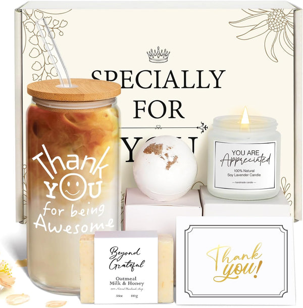 Thank You Gifts for Women, Employee Appreciation Gifts, Appreciation Gifts for Coworkers, Thank You for Being Awesome Glass Cup, Thank You Gifts for Employees Teachers Coworkers with Thank You Cards