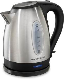 Hamilton Beach Electric Tea Kettle, Water Boiler & Heater, 1.7 Liter, Cordless Serving, 1500 Watts for Fast Boiling, Auto-Shutoff and Boil-Dry Protection, Stainless Steel (40880)