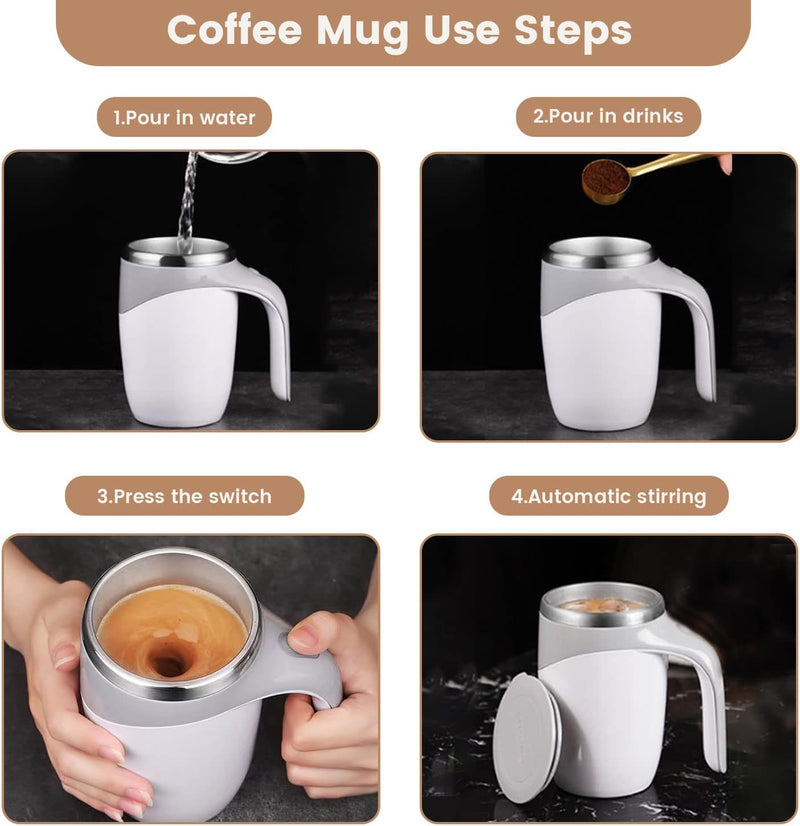 BTRICL Self Stirring Coffee Mug, Electric Self Mixing Mug Automatic Magnetic Coffee Cup, Rechargeable 380ML Stainless Steel Mug for Coffee Milk Cocoa Tea Hot Chocolate