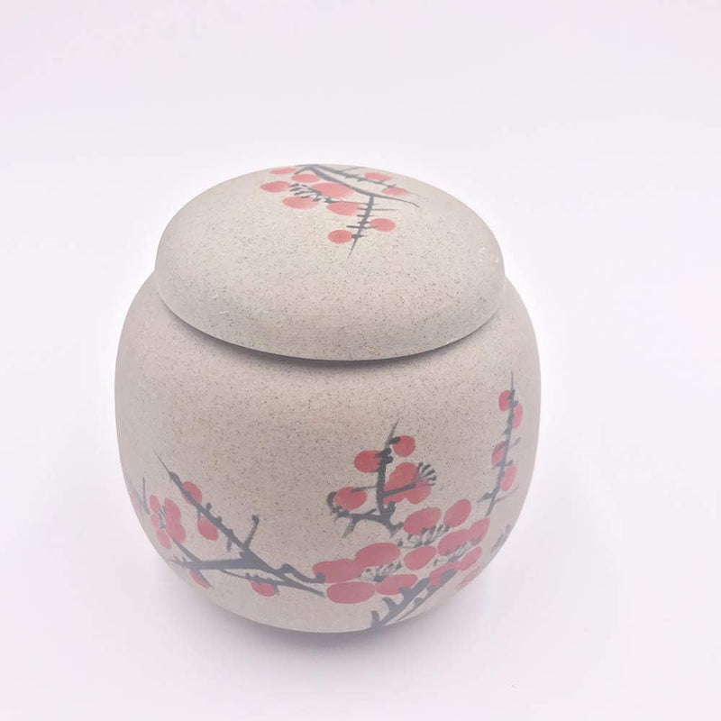 Kitchen Canisters Ceramic Clay Tea Caddy Mini Tea Storage Chests (plum blossom)