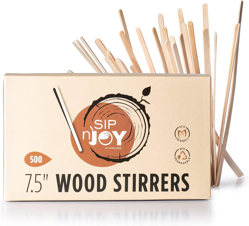 Wood Coffee Stirrers Stir Sticks - 1,000 Biodegradable Disposable Wooden Beverage Mixer with Round Ends, Made with Natural Birch Wood, Eco-Friendly BPA Free Swizzle Drinks Sticks (5.5 Inch)