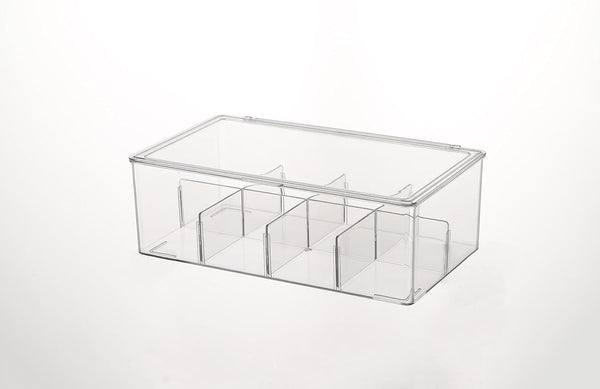 PPLive Stackable Drawer Organizer - 8 Sections for Snacks, Tea, and More - Clear Lumiere Collection