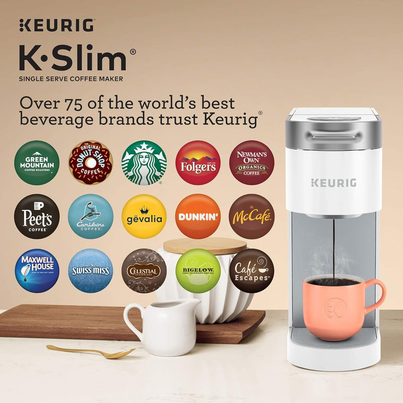 Keurig K- Slim Single Serve K-Cup Pod Coffee Maker, Multistream Technology, White