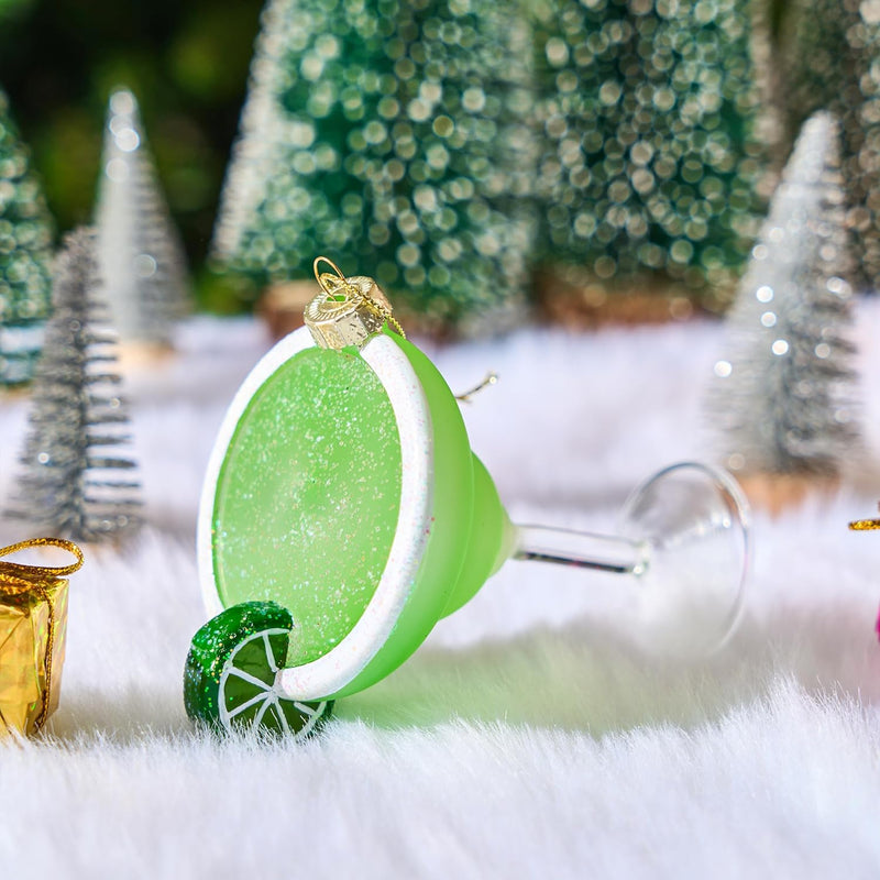 Joiedomi Christmas Cocktail Margarita Glass Ornament, Christmas Drink Glass Blown Ornament for Christmas Tree Decoration, Adult Beverages Ornament for Xmas Gift Holiday Party Favor Indoor Decoration